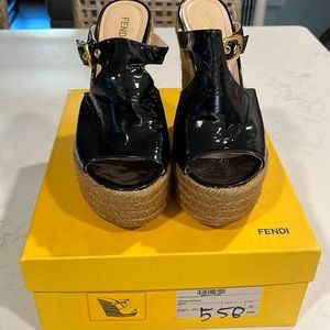 Fendi patent leather wedges